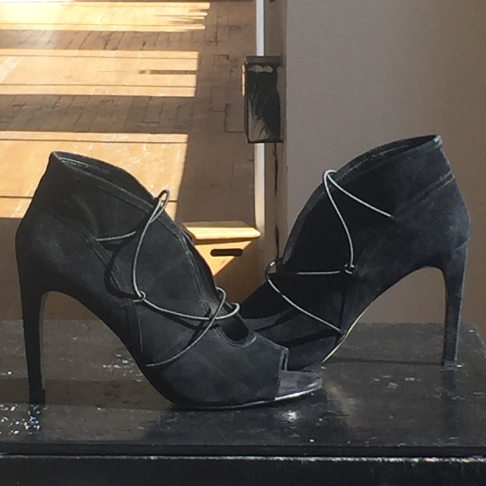 BCBGeneration Black Suede Lace-Up Ankle Booties